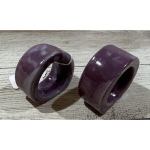 2 Vintage BB Bybee KY Pottery Napkin Rings Holders Purple